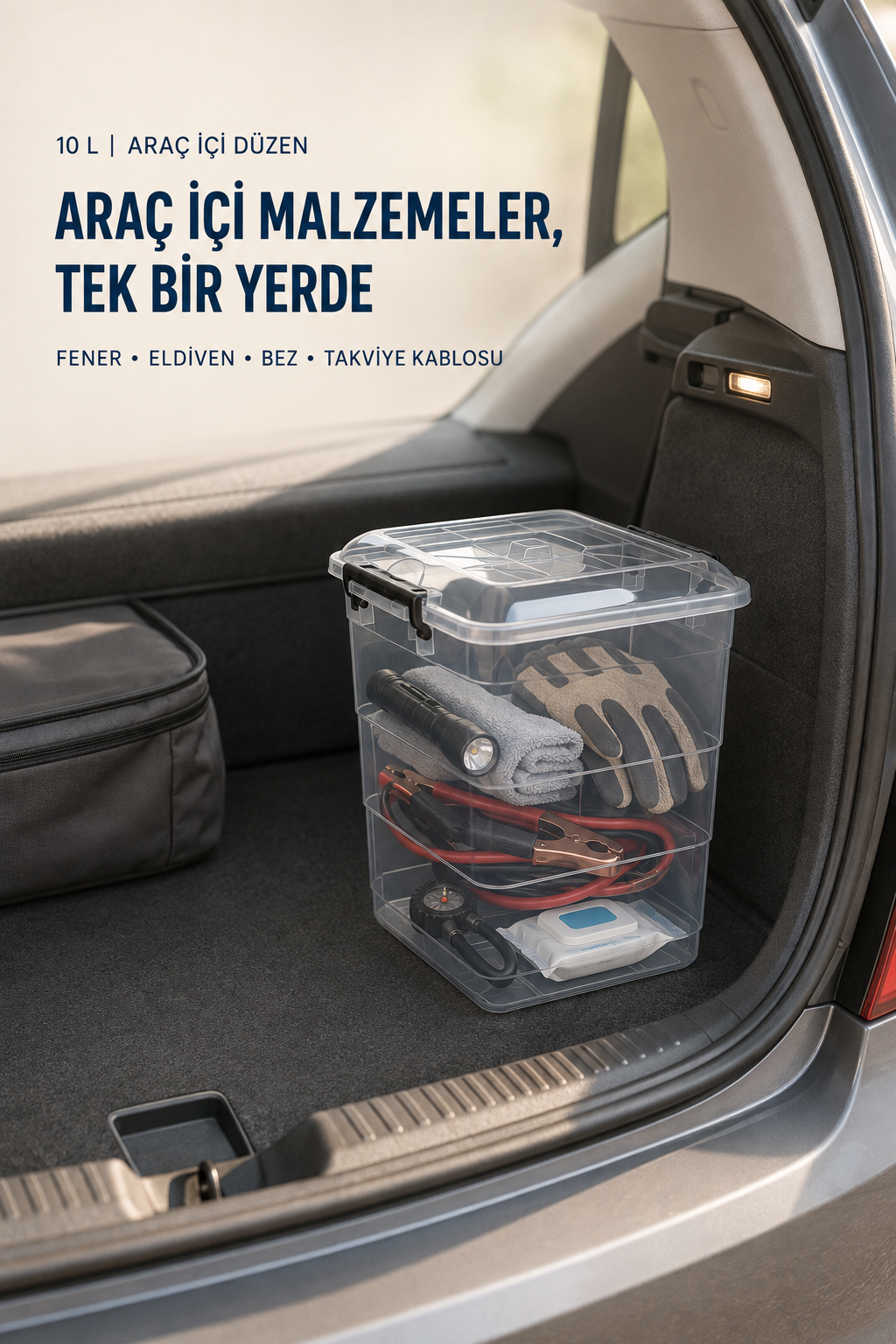 NUAEN 7 L, 10 L ve 21 L kilitli şeffaf erzak saklama kabı seti